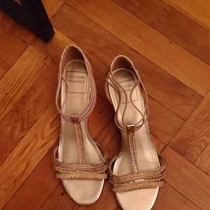 New York Transit Metallic Gold Sandals